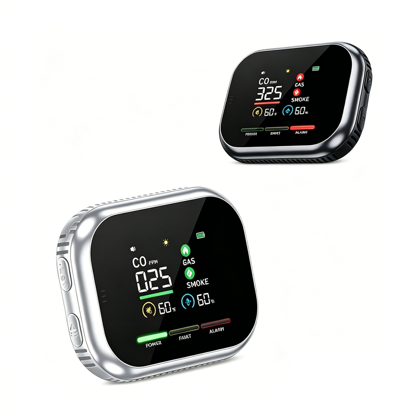 Therova 6-in-1 Environment Monitor – Plug-In CO, Gas, Smoke, Temperature & Humidity Display